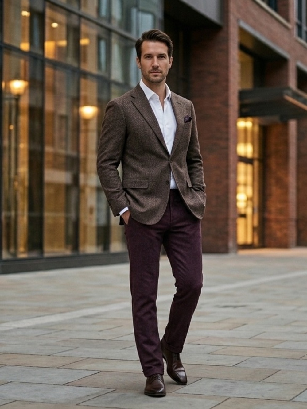 Ted Baker London Lommy Purple Chino Straight Leg Classic Fit Trousers 34R